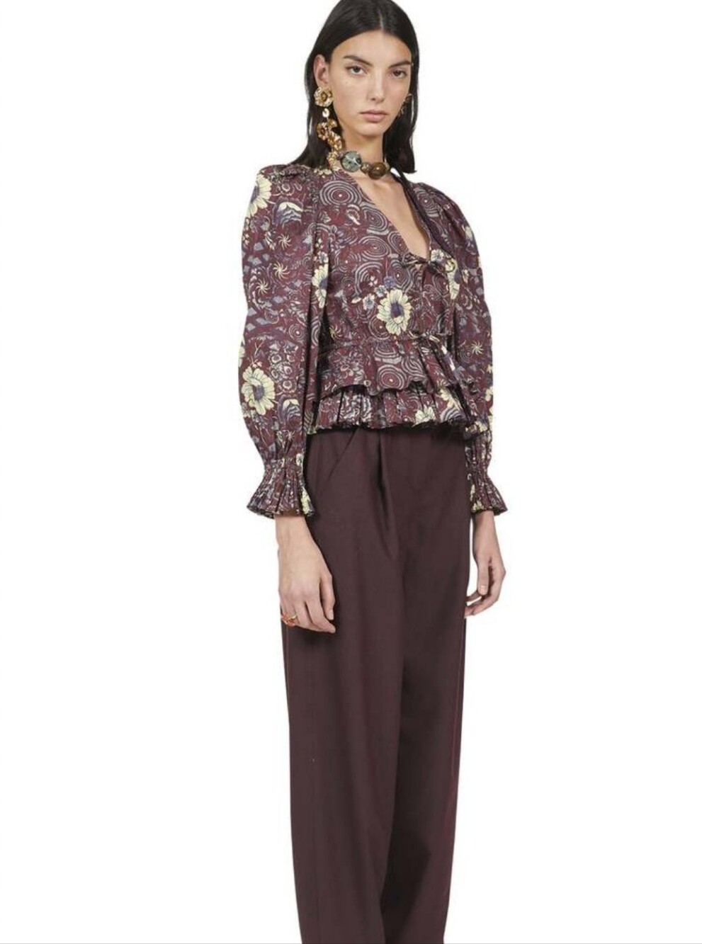 Ulla Johnson Ren Floral Ruffle Blouse Size 0